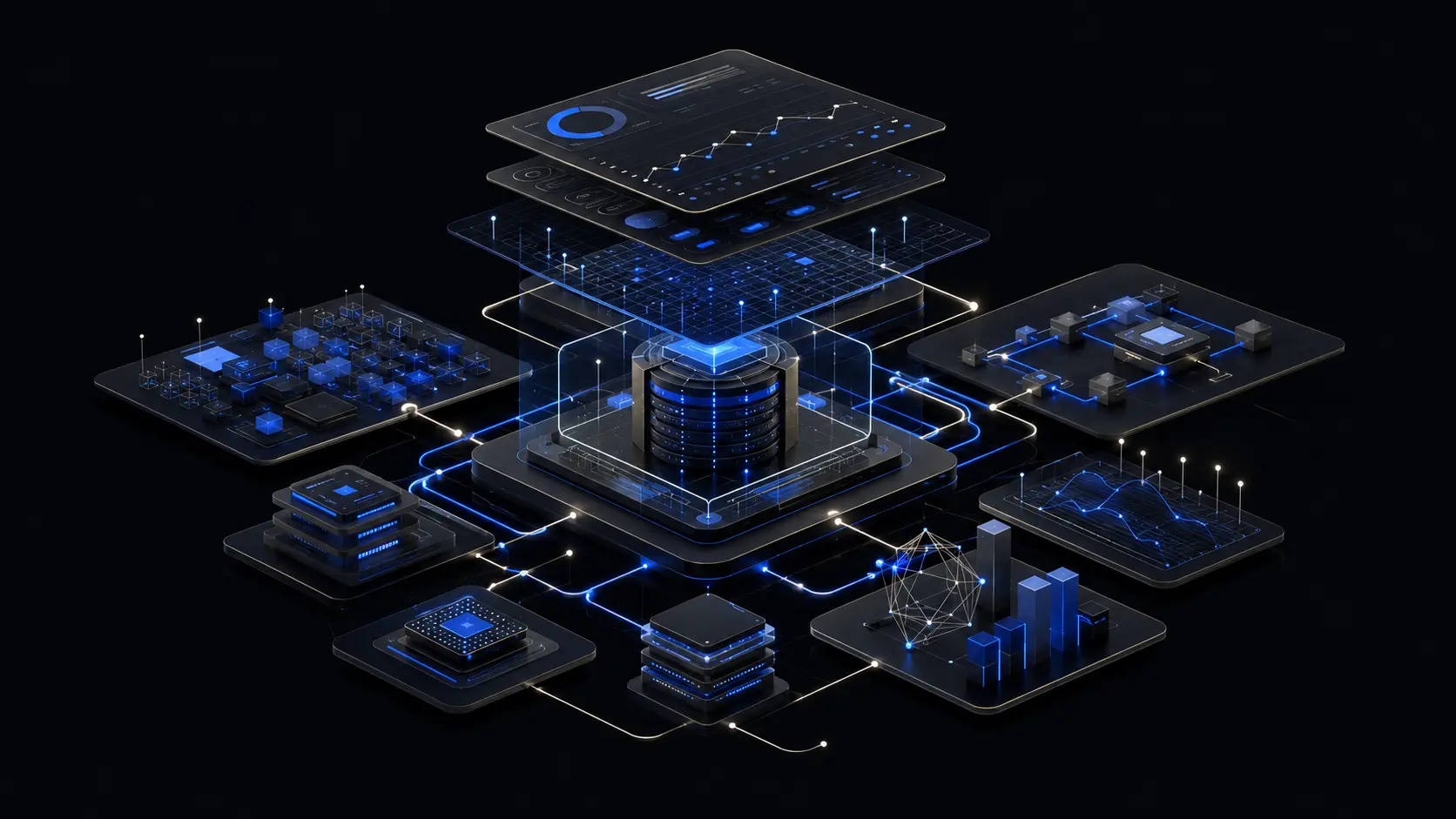 Modular software platform connecting databases, automation, analytics and secure infrastructure